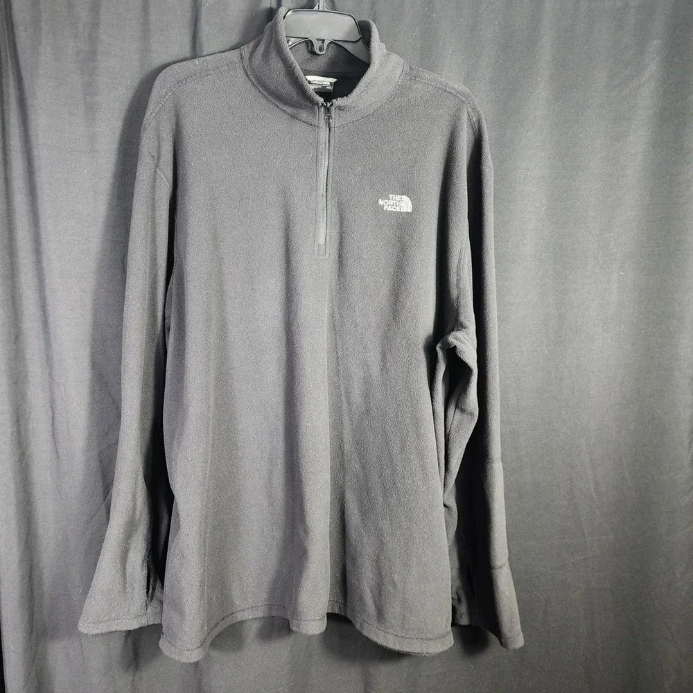The North Face Men Fleece 1/4 Zip Pullover Sweater XXL Black Thumbholes Pocket